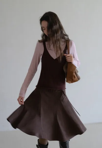 Womens Vintage Suede A-Line Skirt