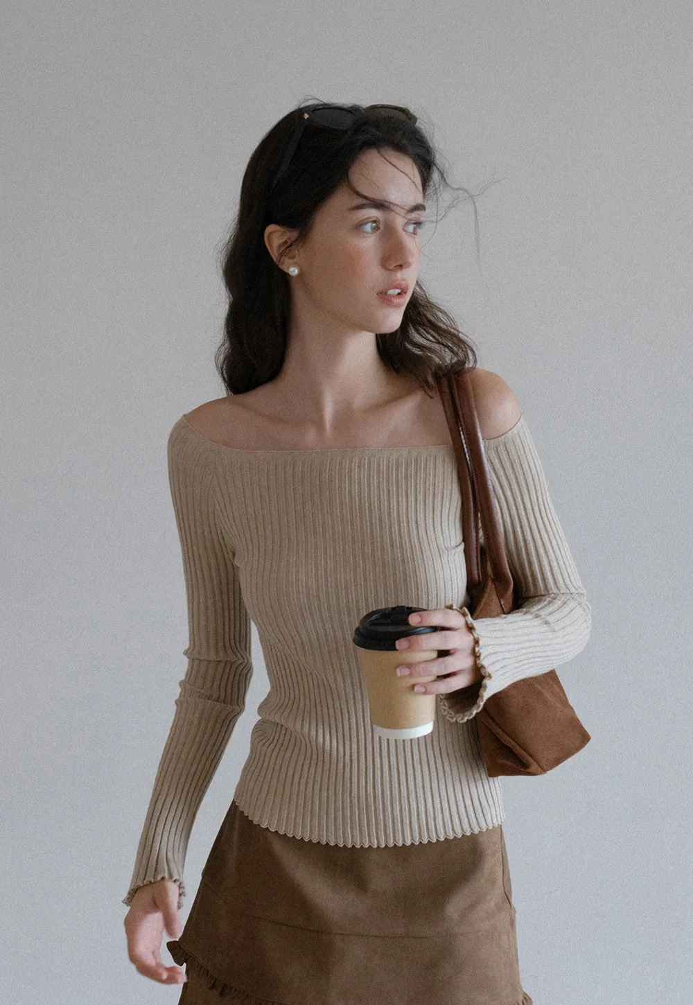 Elegant Off Shoulder Knit Top
