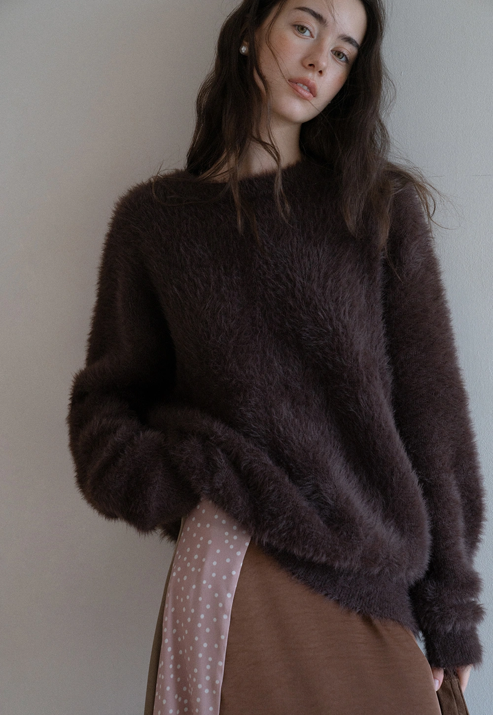 Womens Fluffy Long Sleeve Sweater