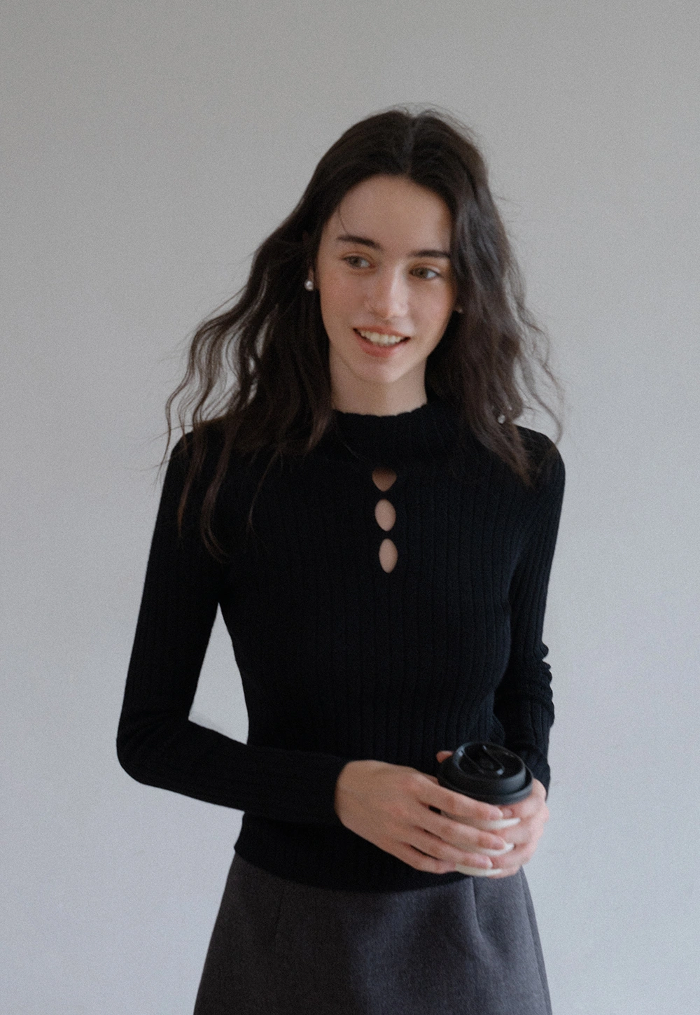 Womens Ribbed Knit Long Sleeve Top