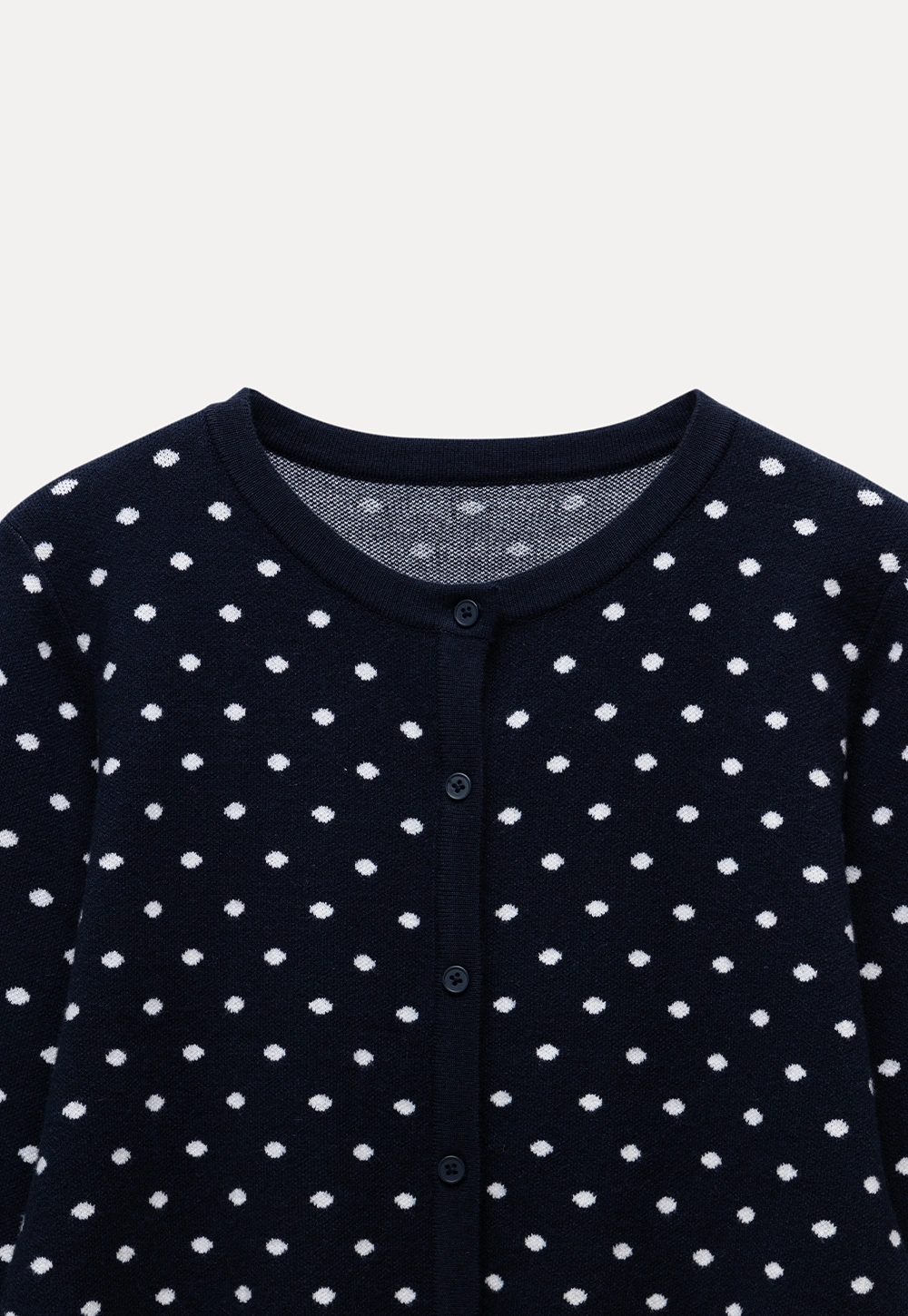 Vintage-Inspired Polka Dot Knit Cardigan