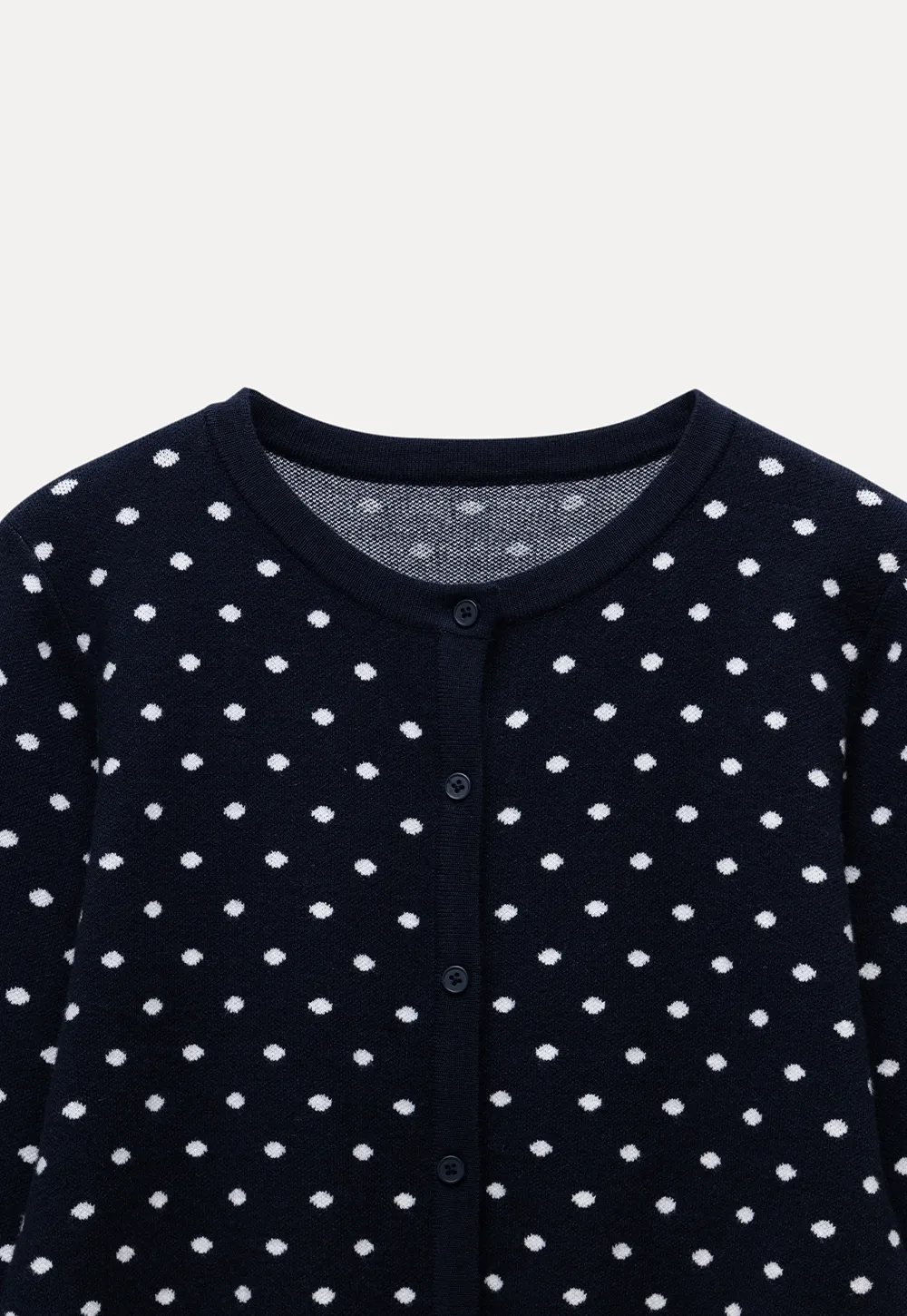 Vintage-Inspired Polka Dot Knit Cardigan