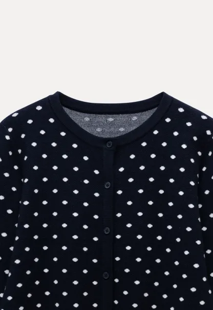 Vintage-Inspired Polka Dot Knit Cardigan