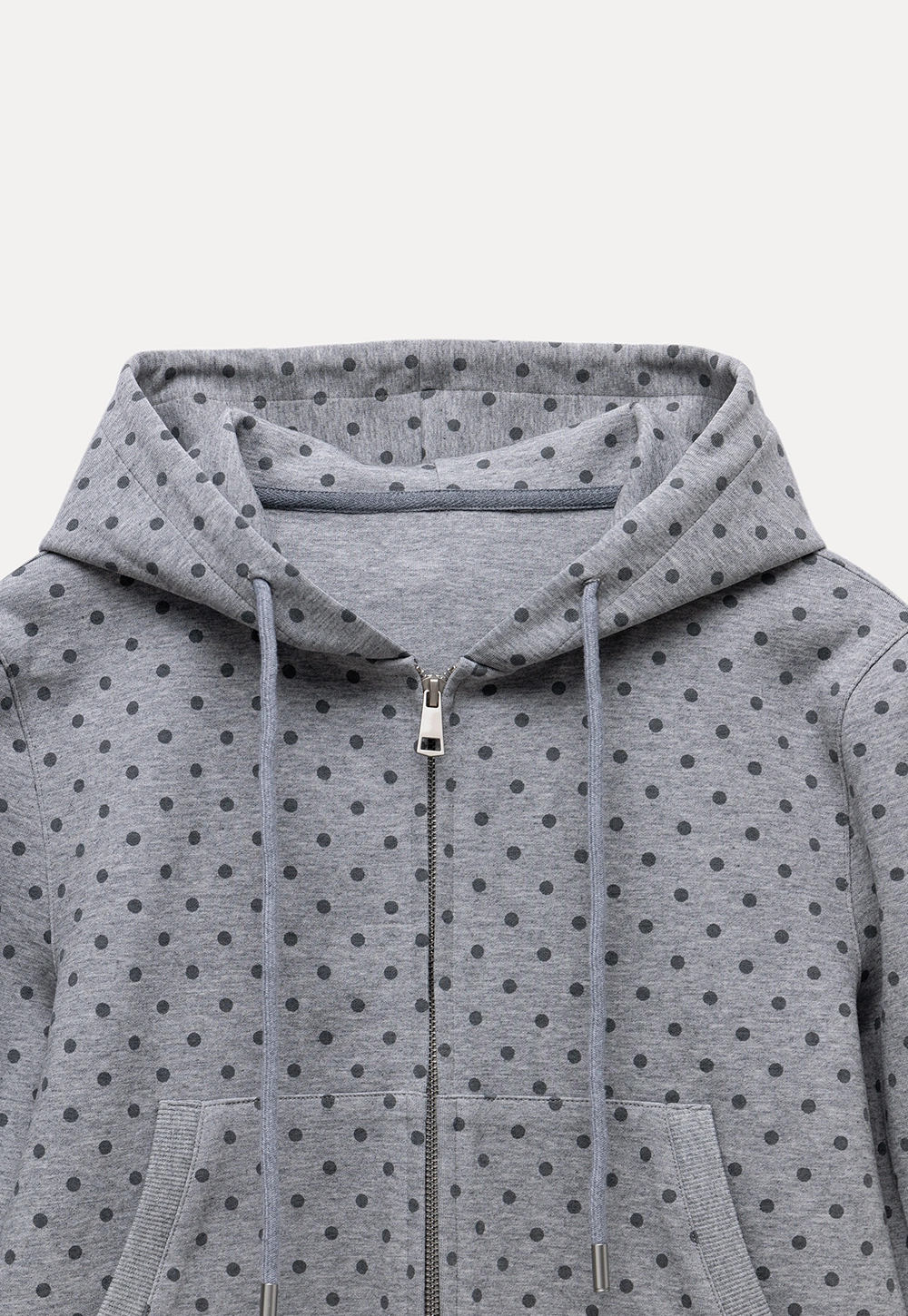 Womens Casual Polka Dot Zip-Up Hoodie