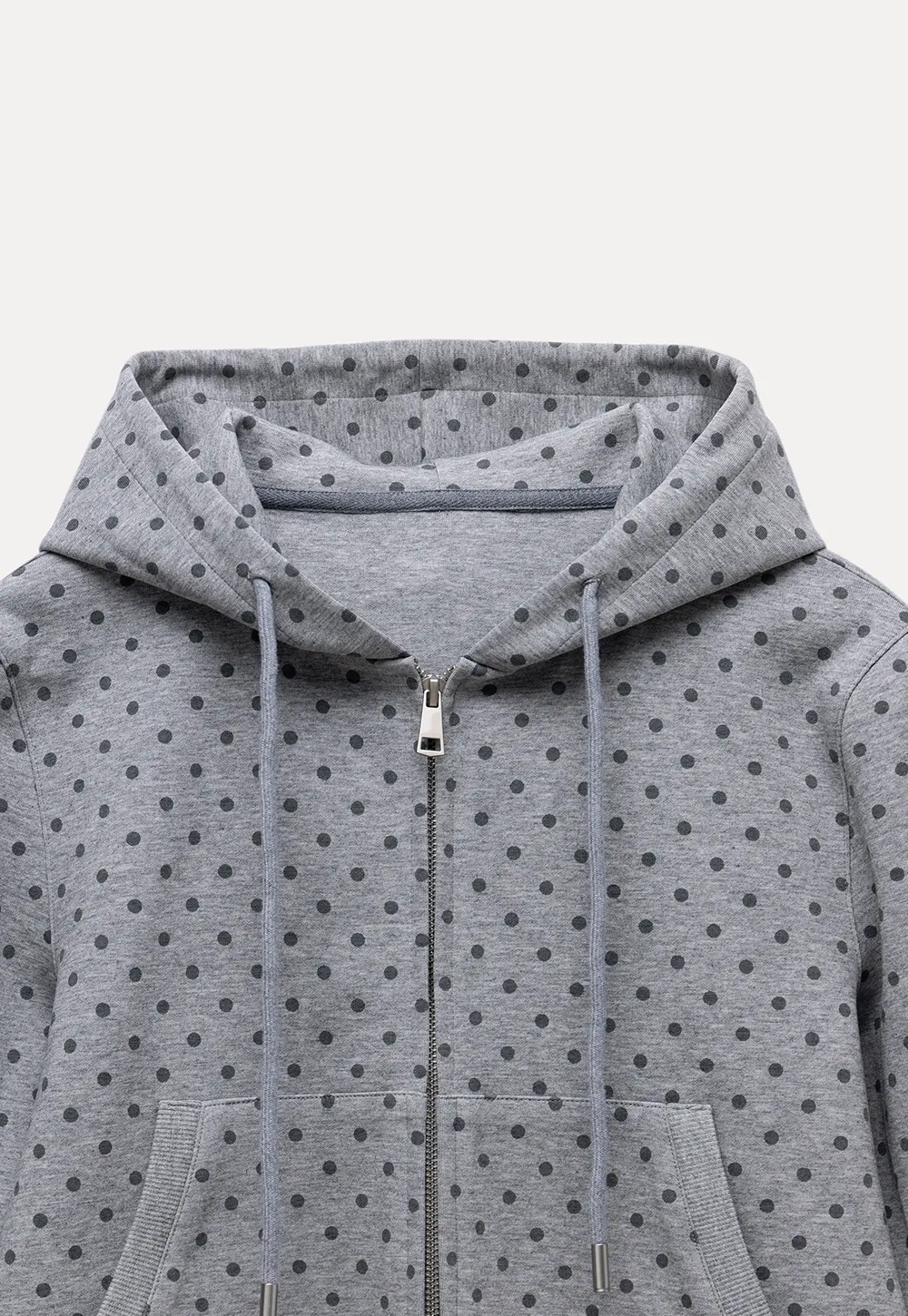 Womens Casual Polka Dot Zip-Up Hoodie
