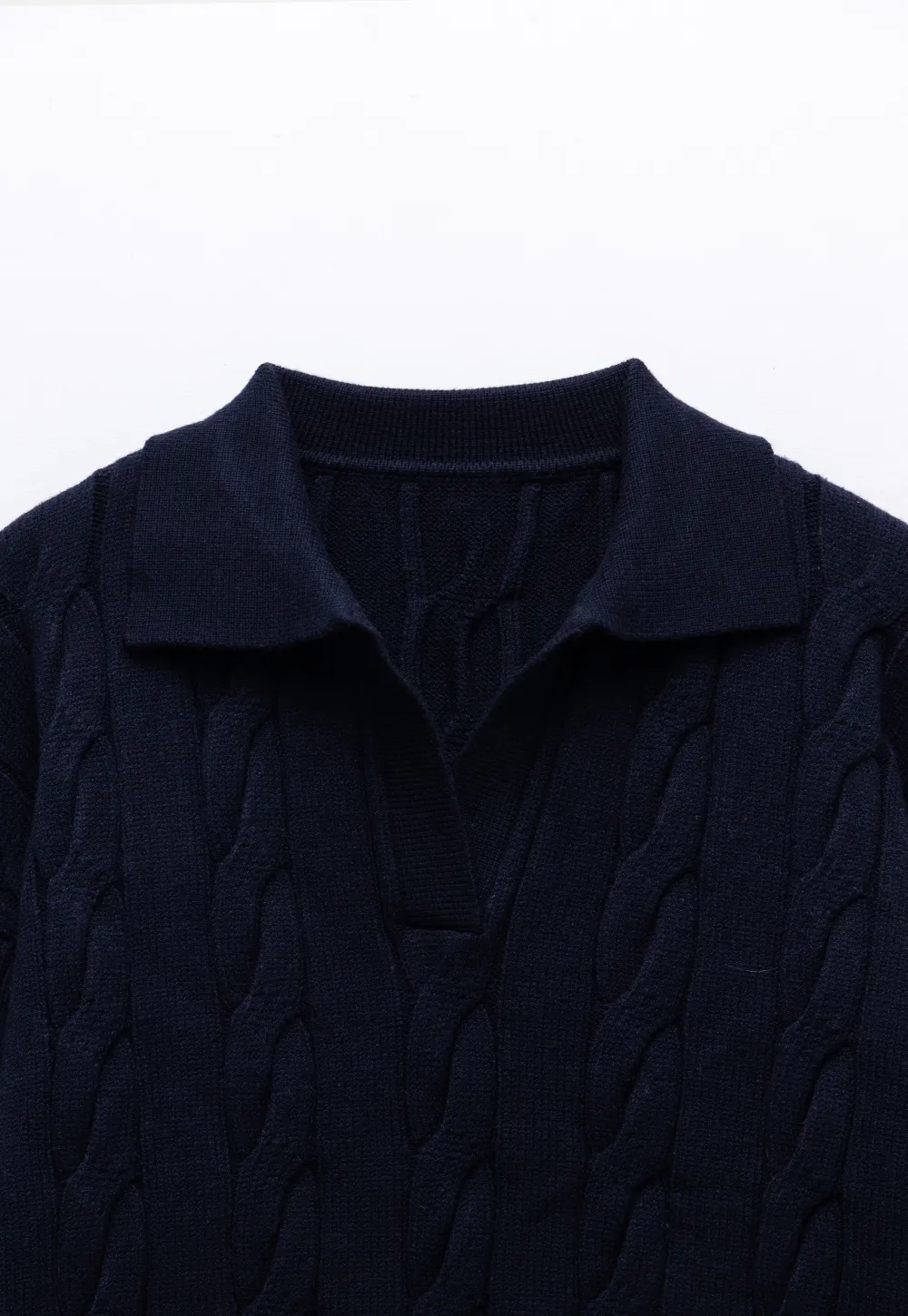 Cable Knit Polo Sweater