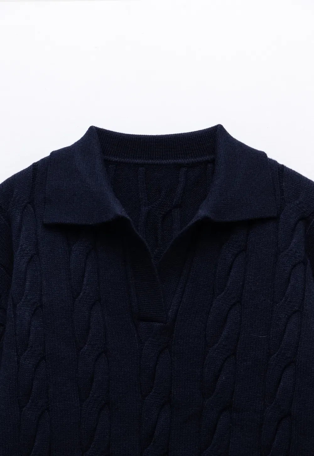 Cable Knit Polo Sweater