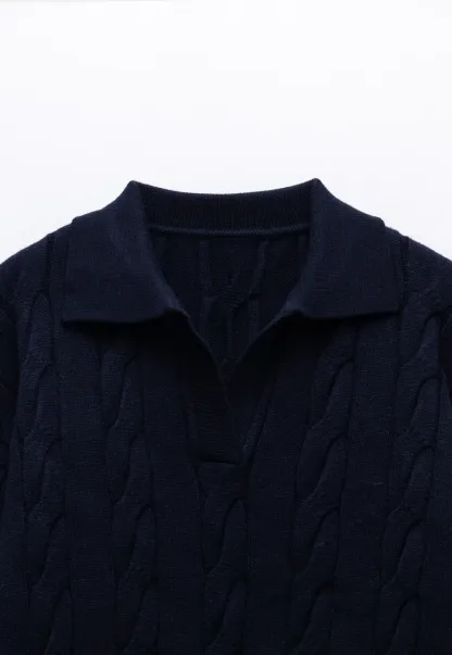 Cable Knit Polo Sweater