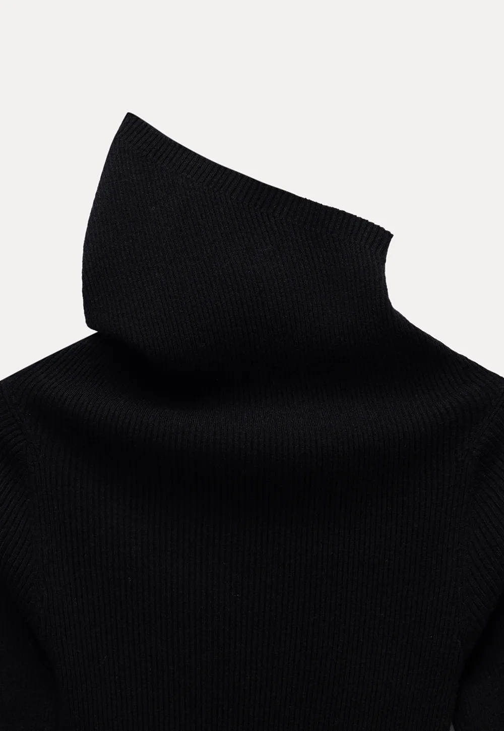 Asymmetric Turtleneck Knit Top