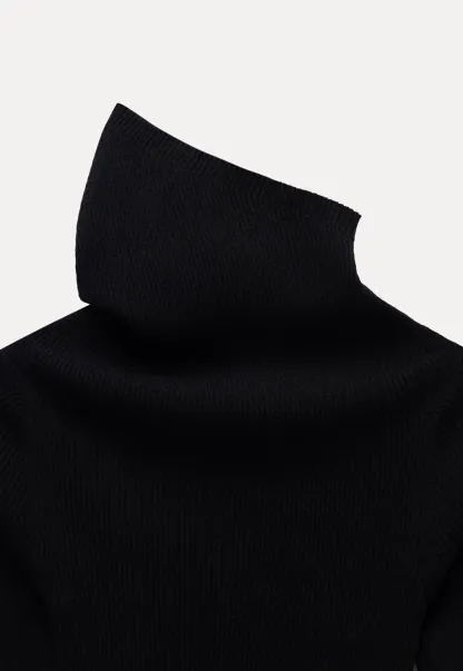 Asymmetric Turtleneck Knit Top