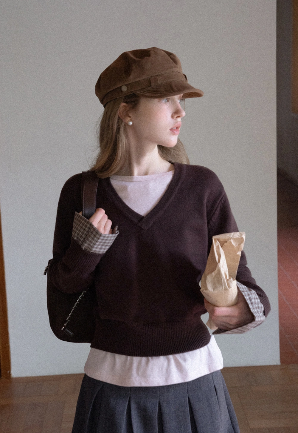 Womens V-Neck Knit Sweater