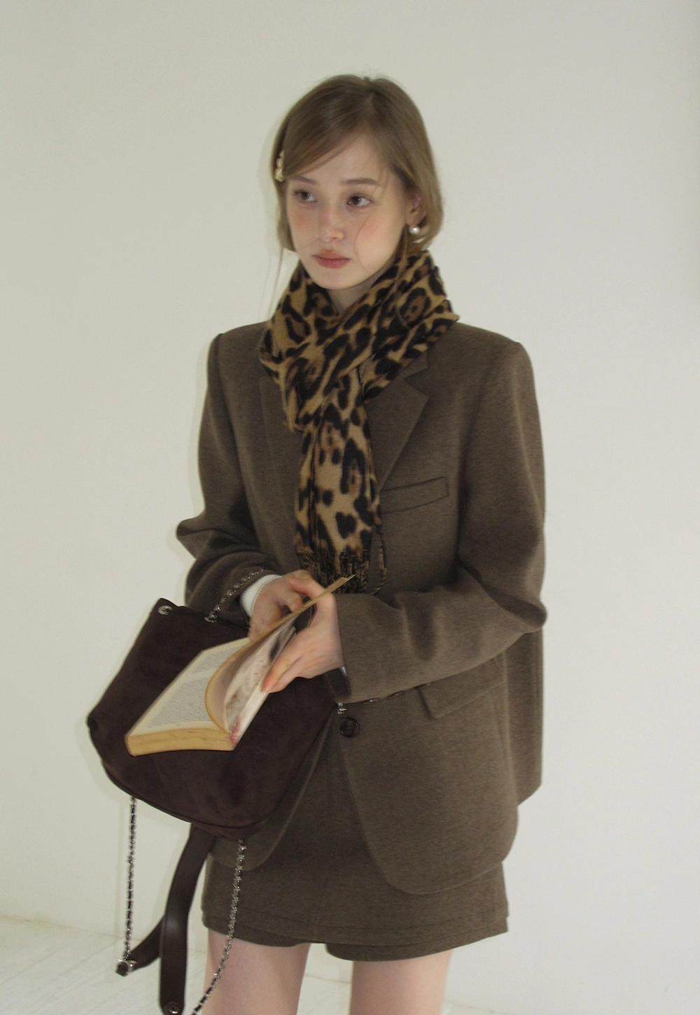 Womens Two-Piece Blazer and Shorts Set