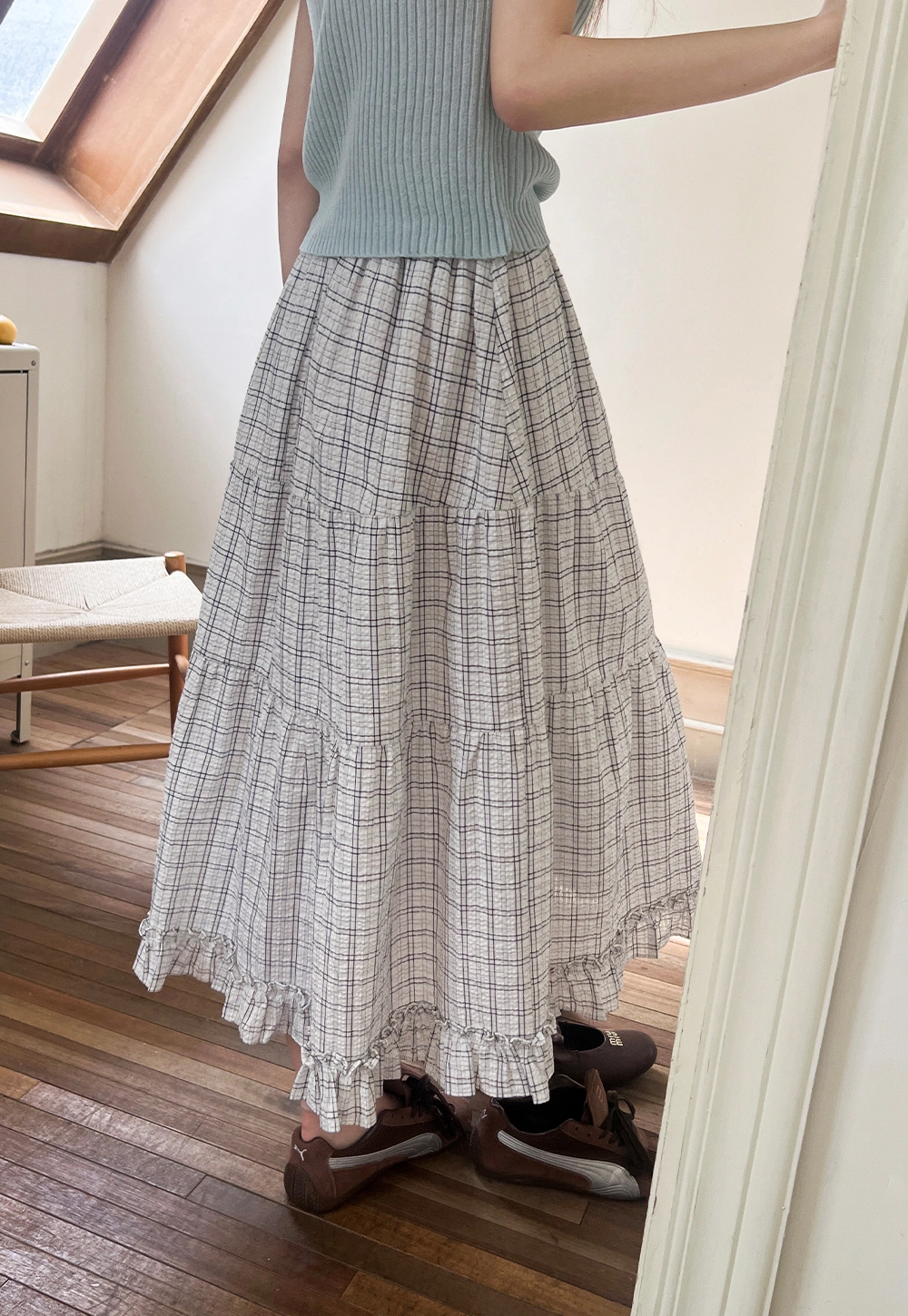 Women's Plaid Tiered Ruffle Skirt