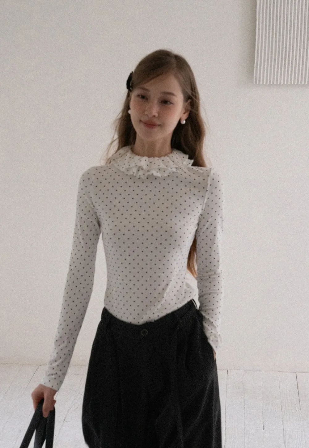 Women Polka Dot Long Sleeve T Shirt