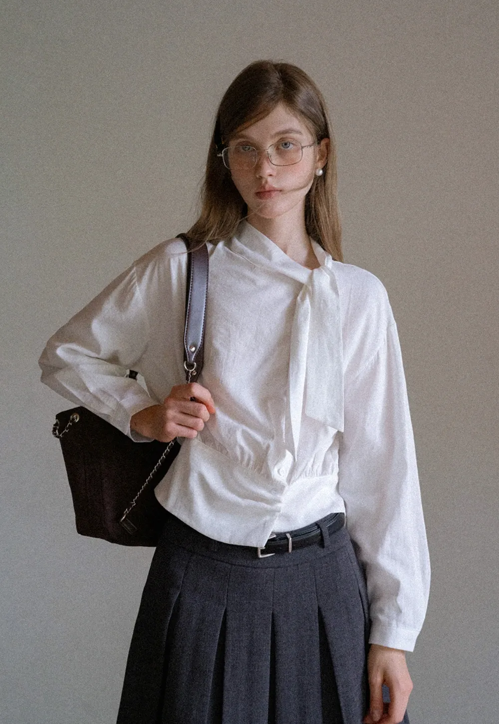 Women’s Tie Neck Long Sleeve Blouse