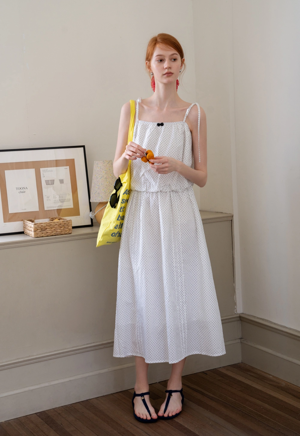 Women's Polka Dot Tie-Shoulder Top & Skirt Set