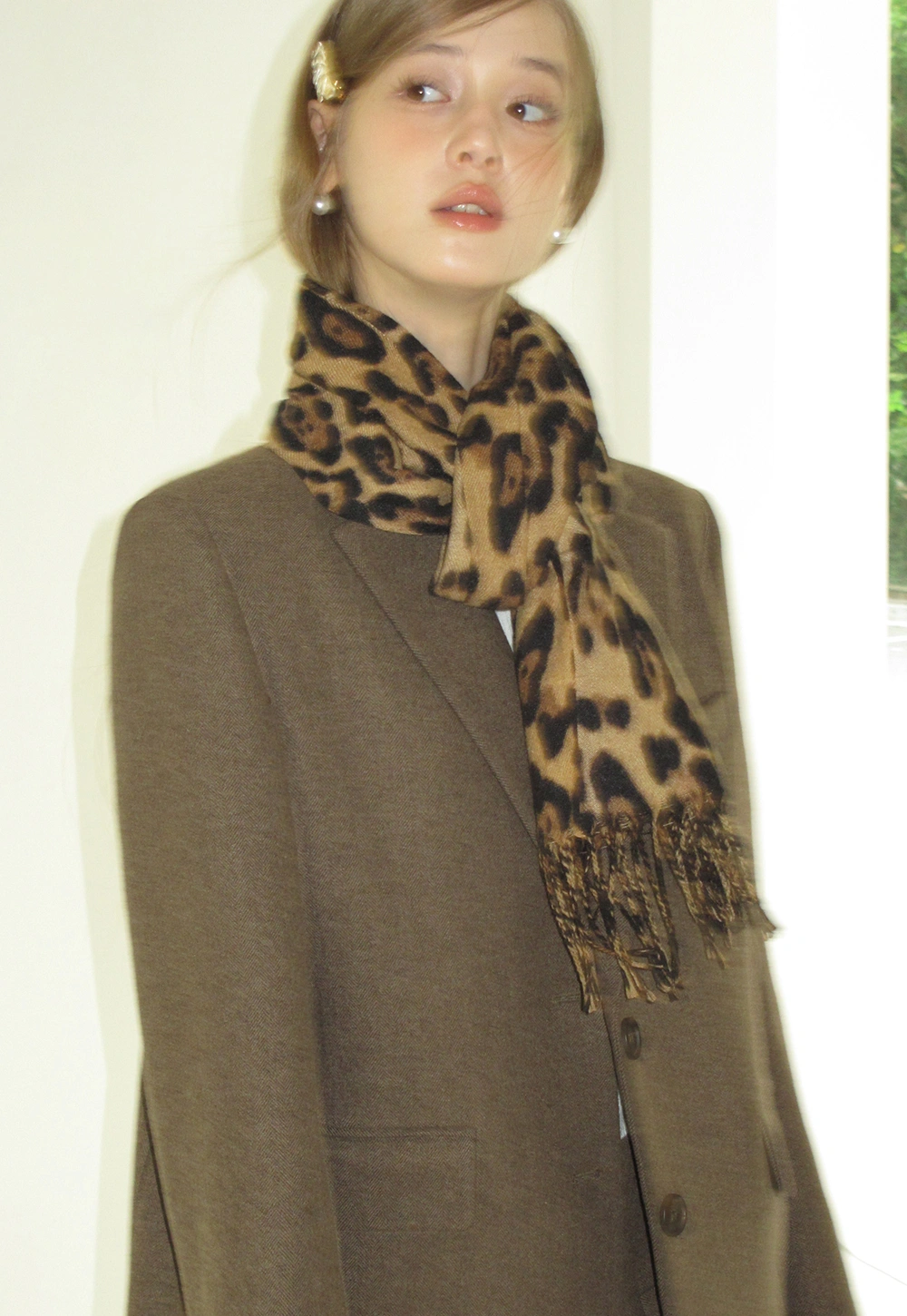 Leopard Print Tassel Scarf Warm Faux Cashmere