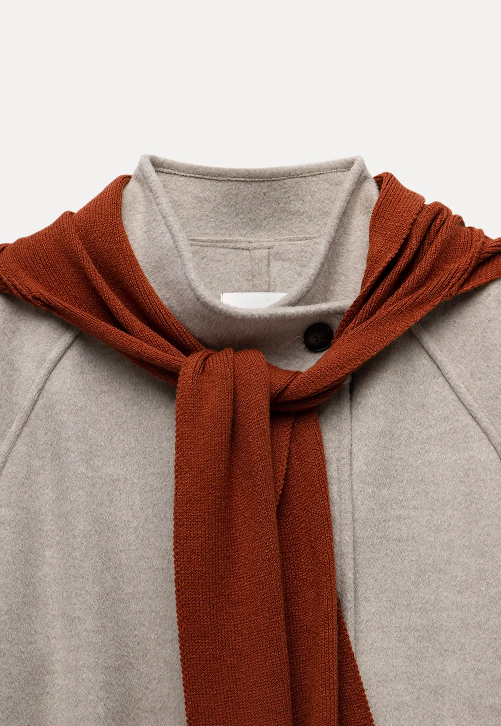 Wool Blend Belted Coat with Scarf Detail