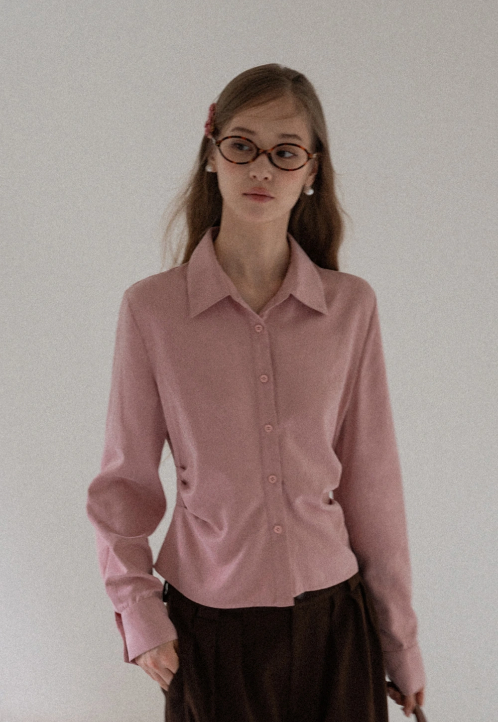 Women Satin Button Up Blouse