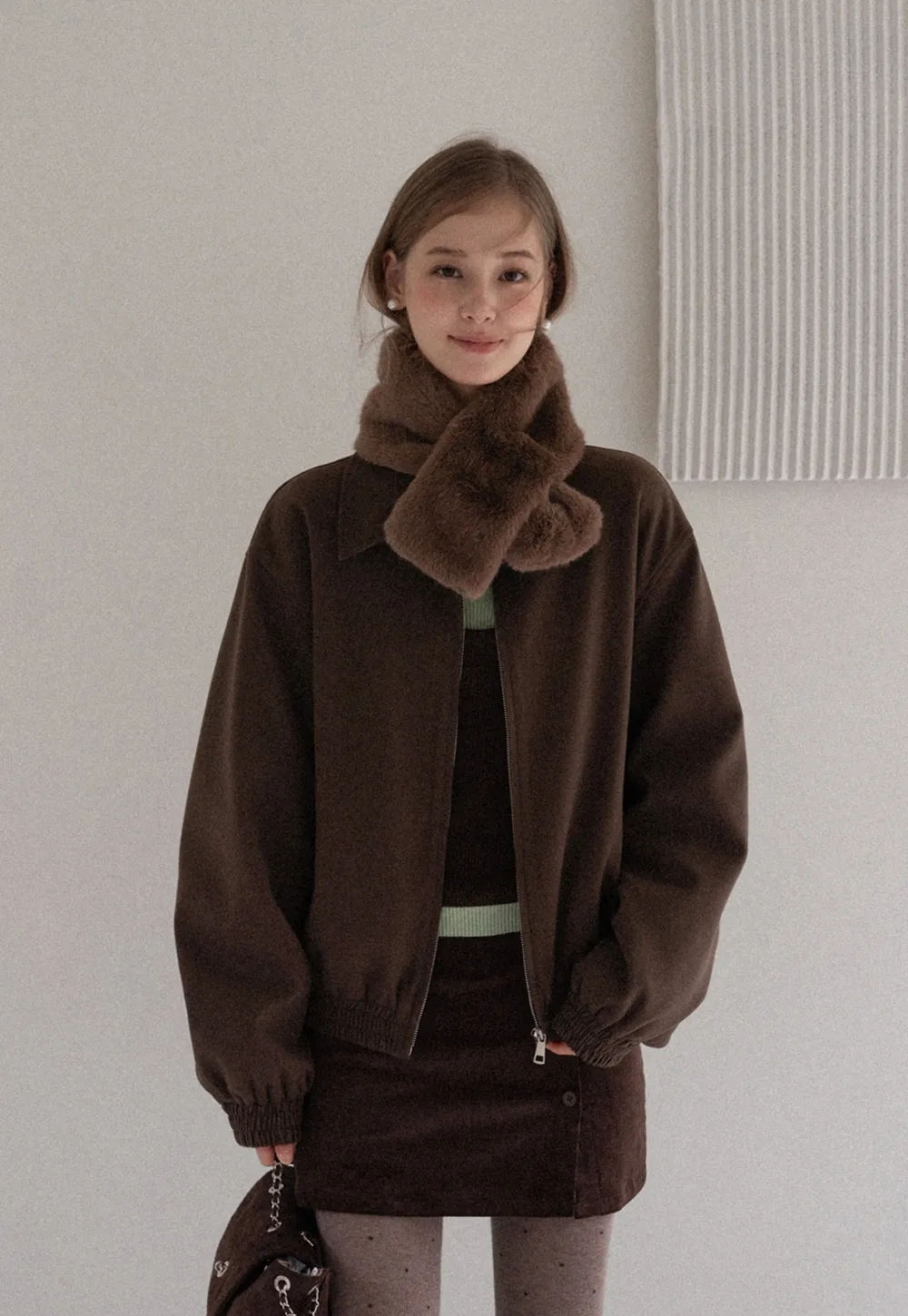 Women Zip Up Short Jacket Casual Long Sleeve Coat