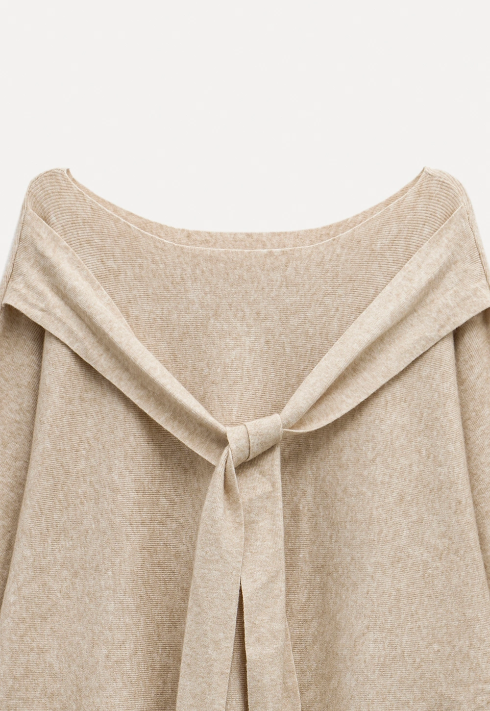 Womens Tie Collar Batwing Knit Sweater