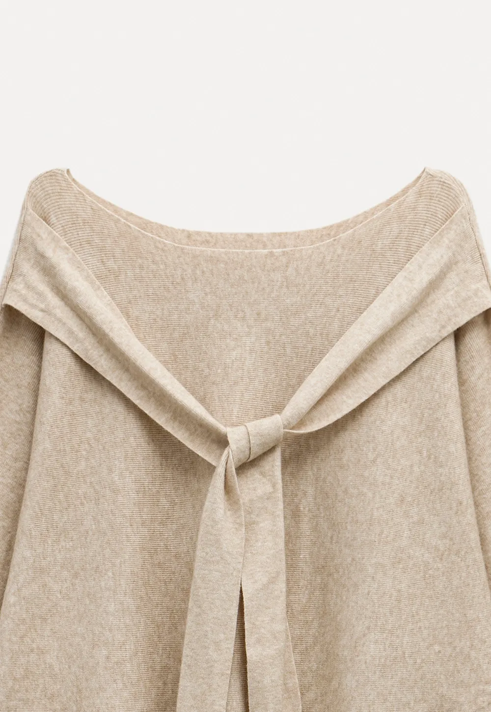 Womens Tie Collar Batwing Knit Sweater