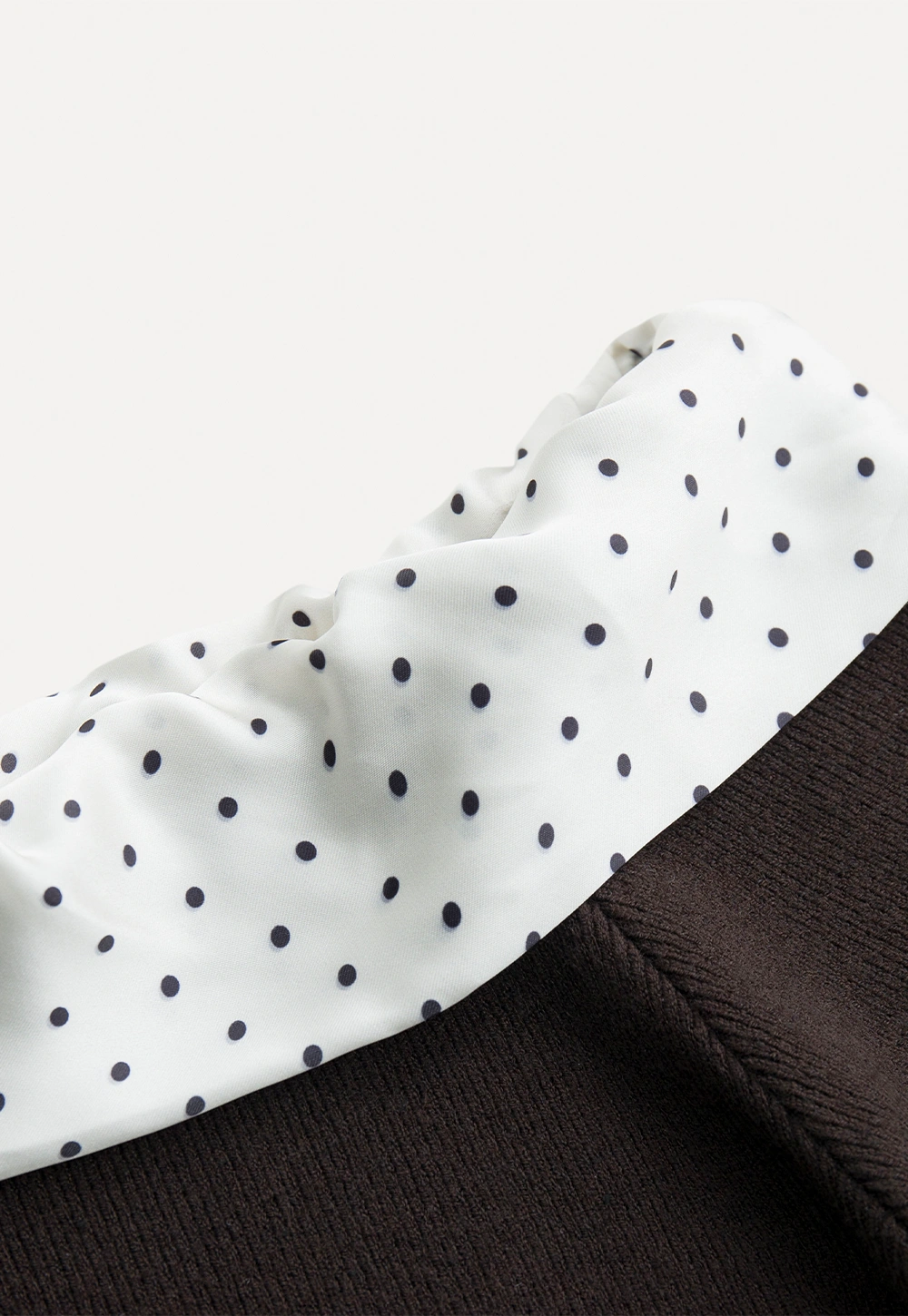 Womens Polka Dot Scarf Neck Long Sleeve Top