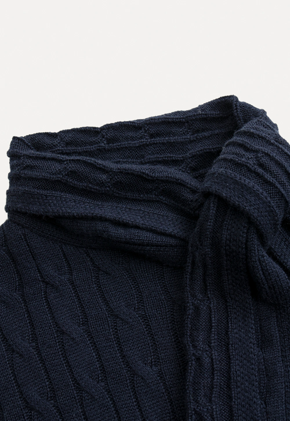 Women Cable Knit Sweater with Scarf Tie Long Sleeve