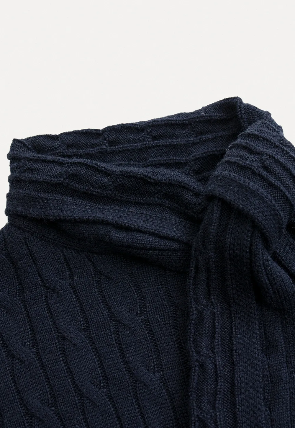 Women Cable Knit Sweater with Scarf Tie Long Sleeve