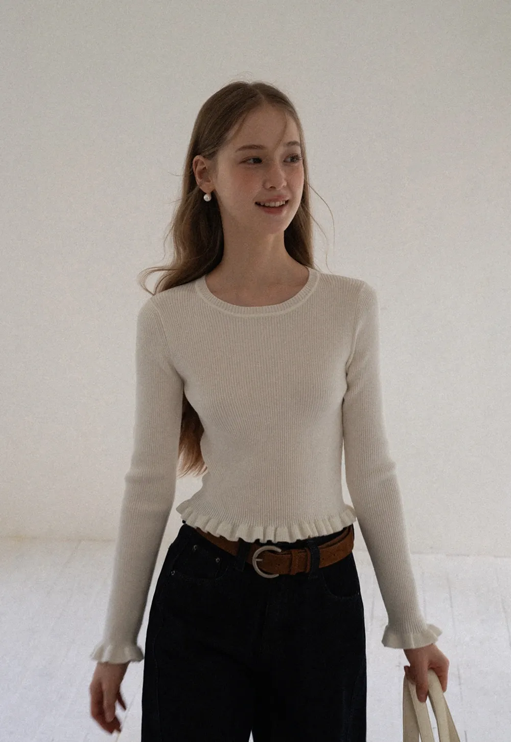 Women Minimalist Knit Long Sleeve Slim Fit Sweater