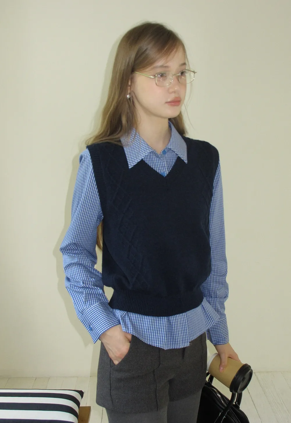 Women Vintage V Neck Knit Sleeveless Sweater