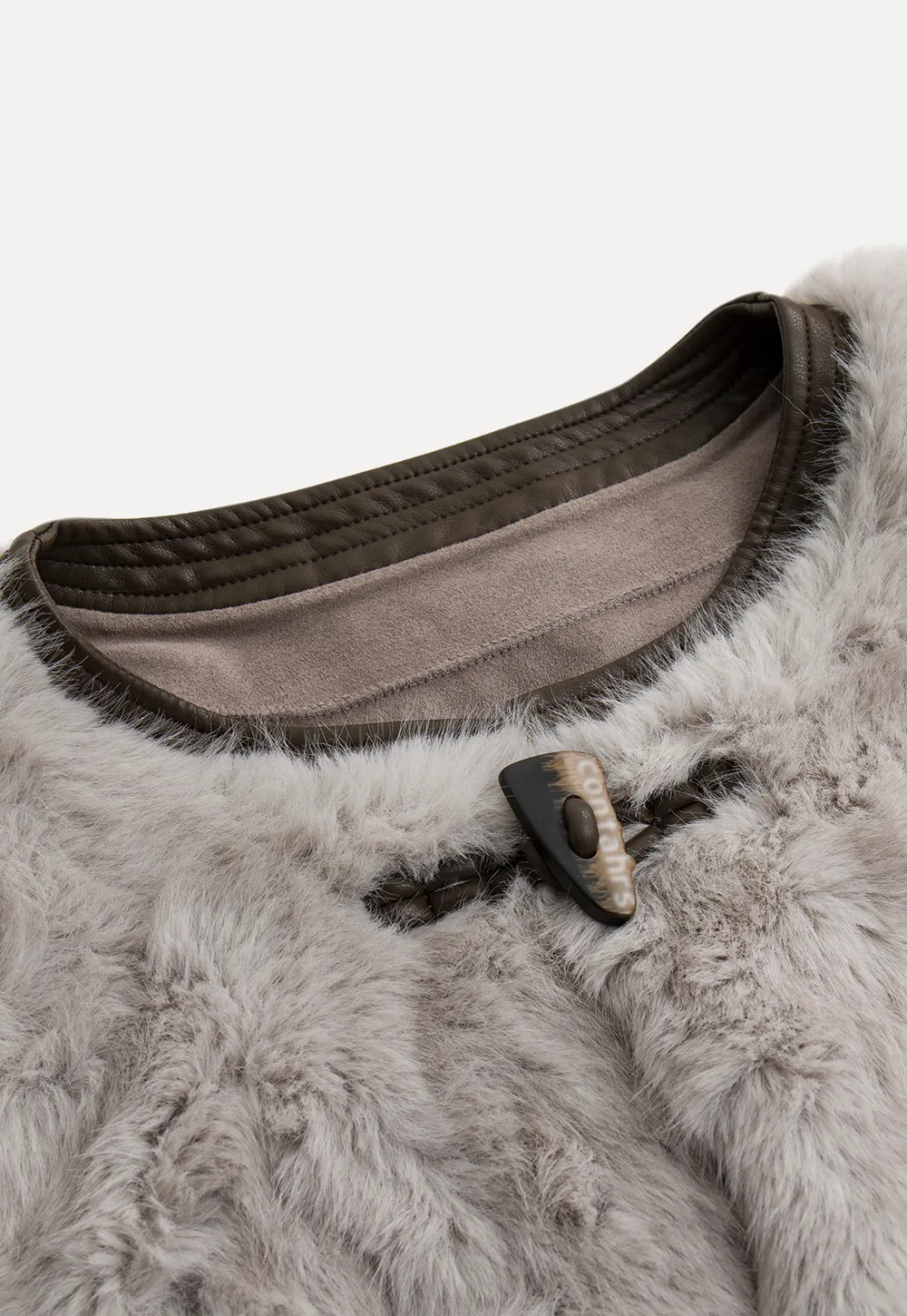 Toggle Closure Faux Fur Jacket