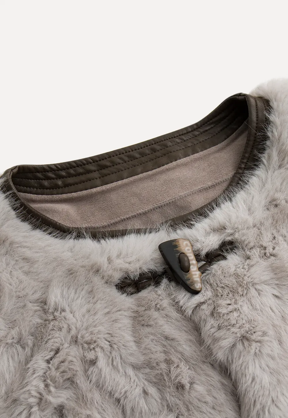 Toggle Closure Faux Fur Jacket