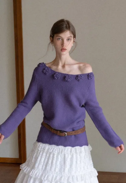 Women Off Shoulder Knit Sweater