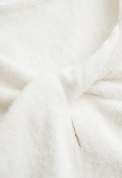 Women Soft Fluffy Knit Top Twist Front Long Sleeve