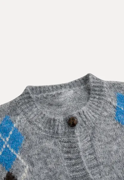 Argyle Knit Cardigan