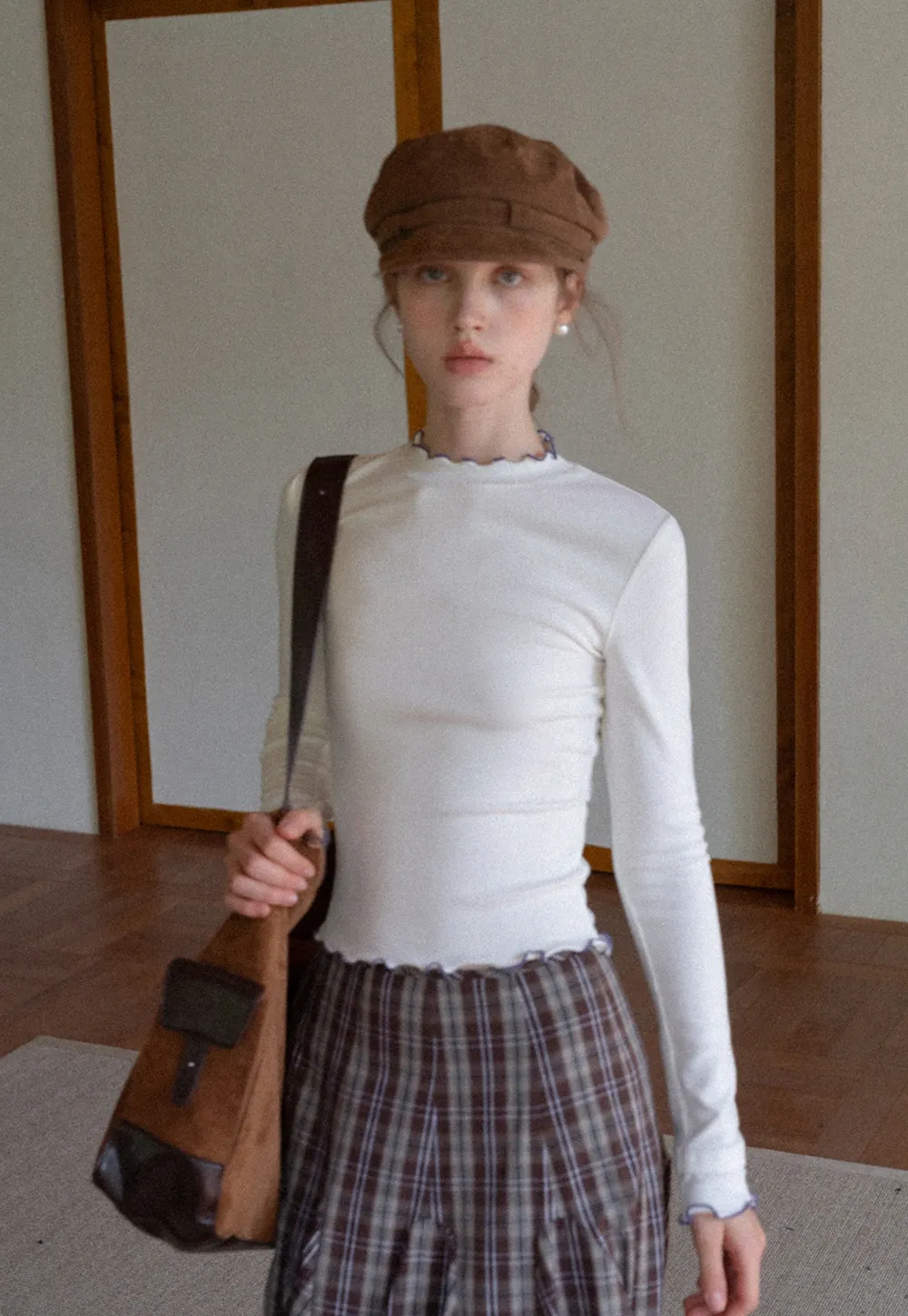 Women Mock Neck Slim Fit Basic Long SleeveTee