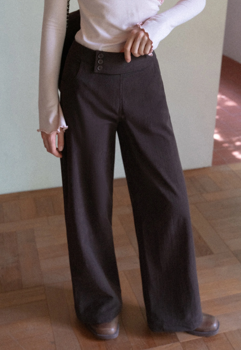 High Waist Corduroy Wide Leg Pants