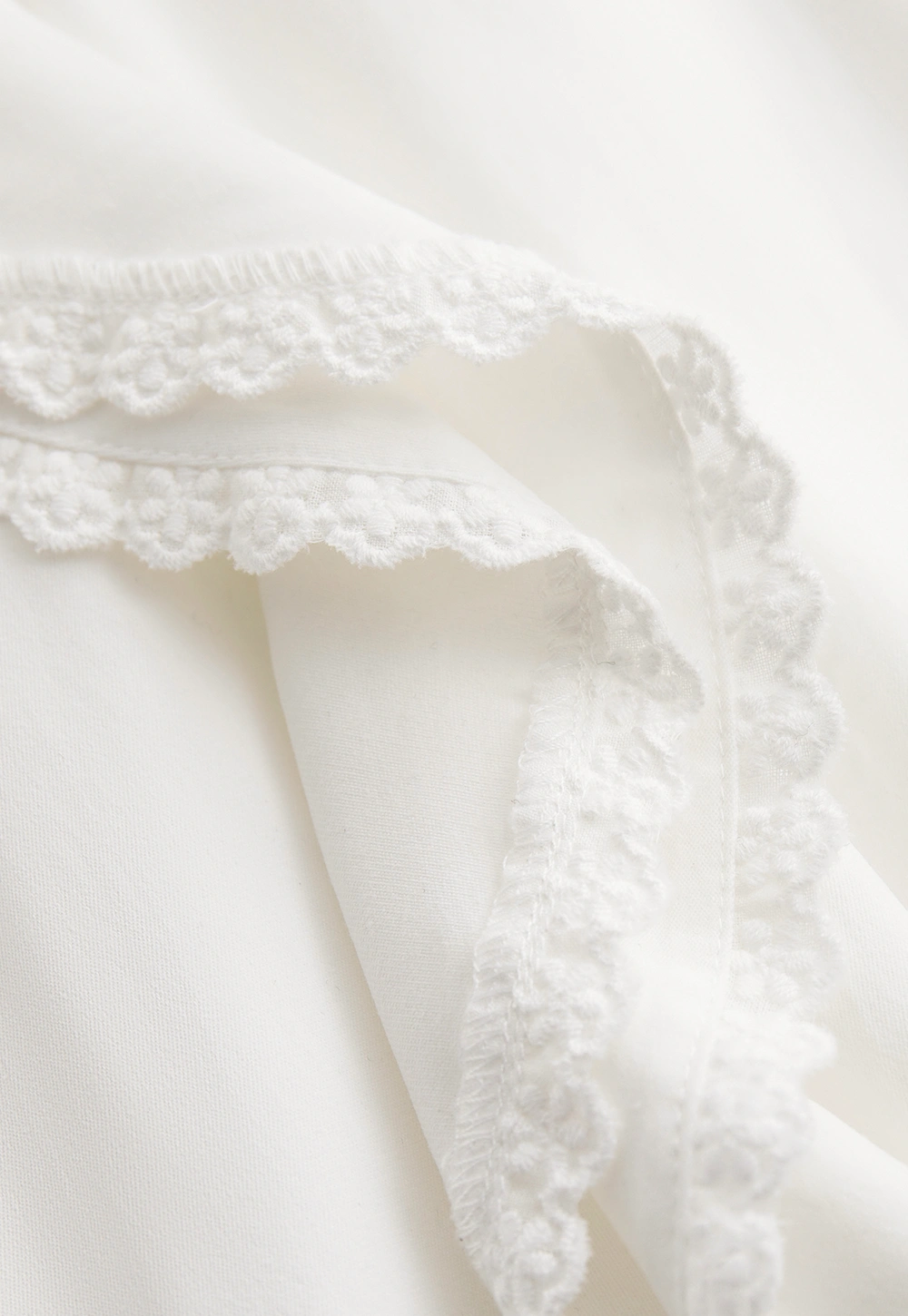 Women Ruffle Lace V Neck Long Sleeve Blouse