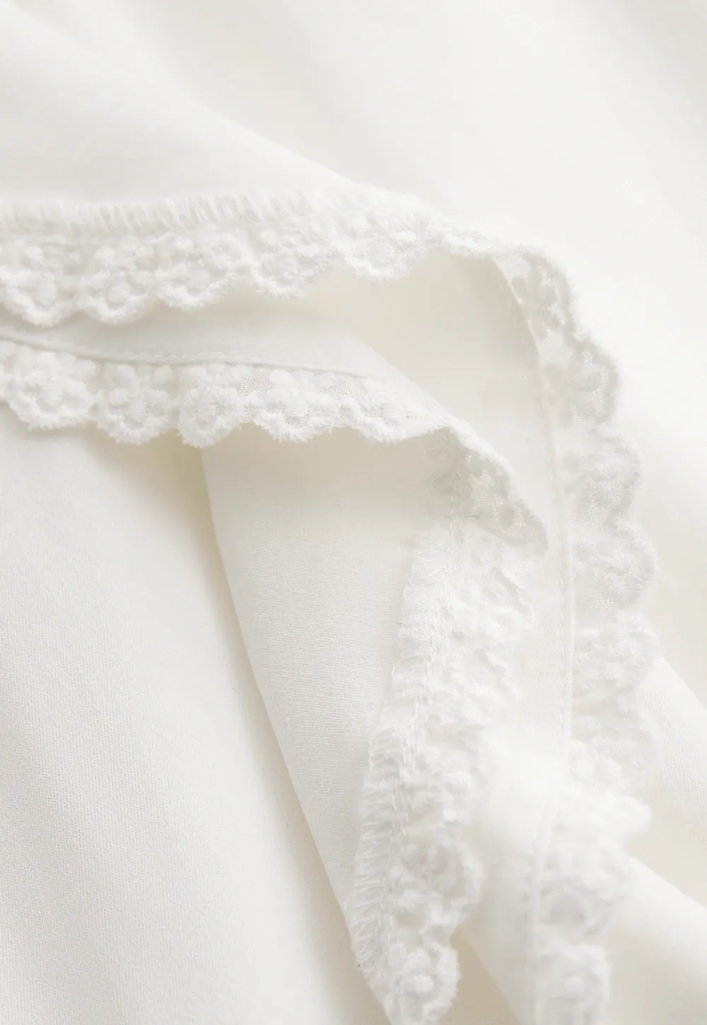 Women Ruffle Lace V Neck Long Sleeve Blouse