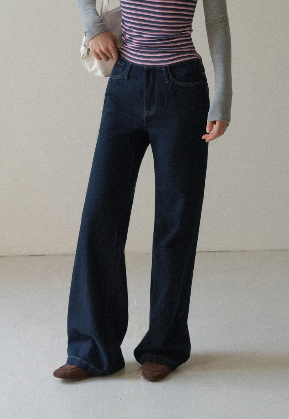 Women Casual High Waist Straight Leg Denim Pants