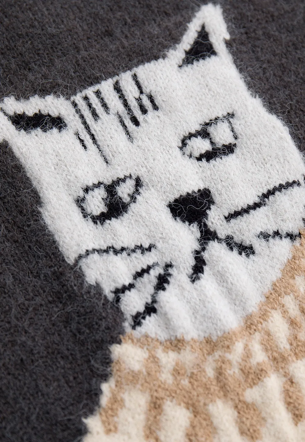 Women Cat Pattern Knit Sweater Cute Pullover Top