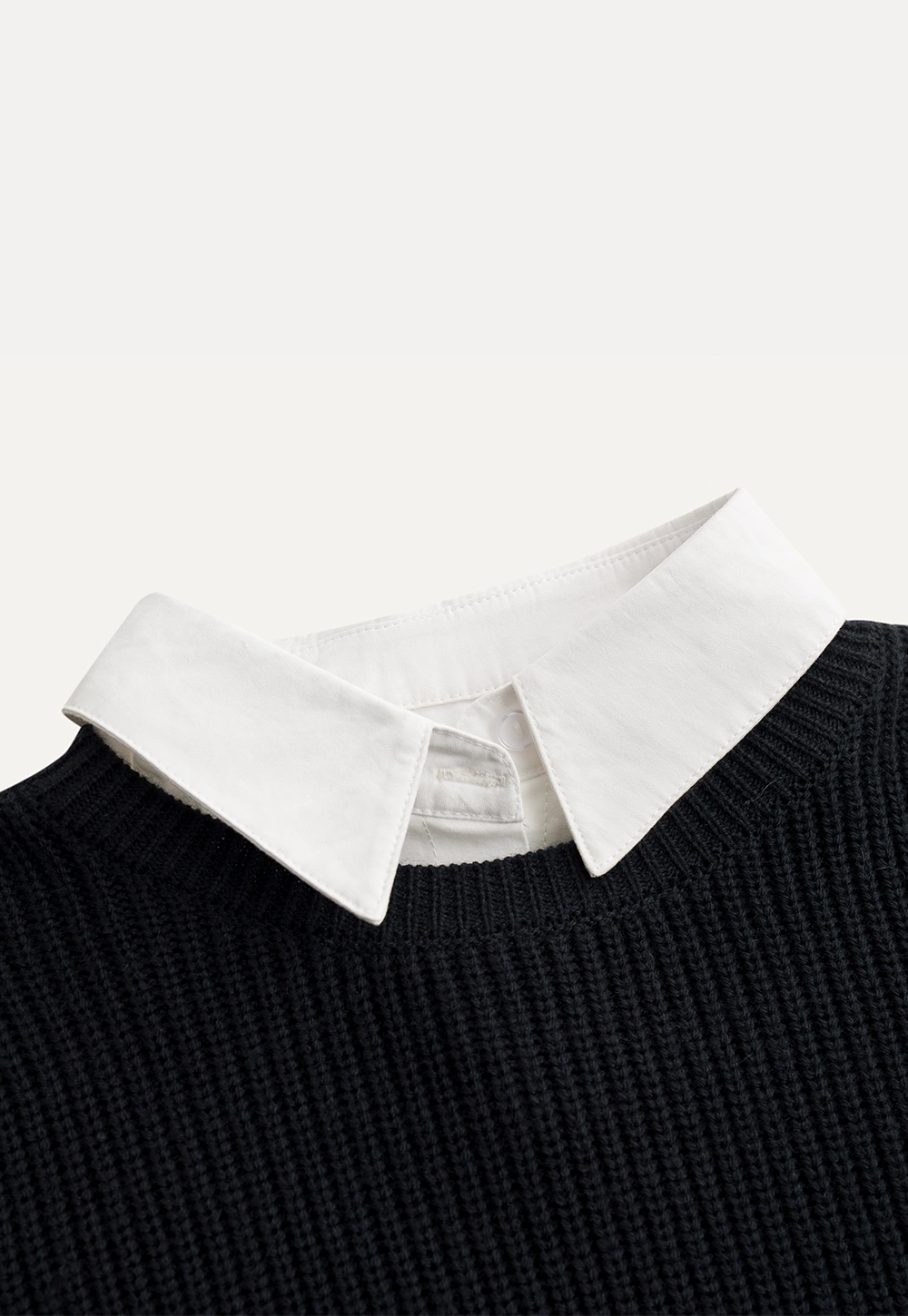 Layered Sweater with Shirt Collar