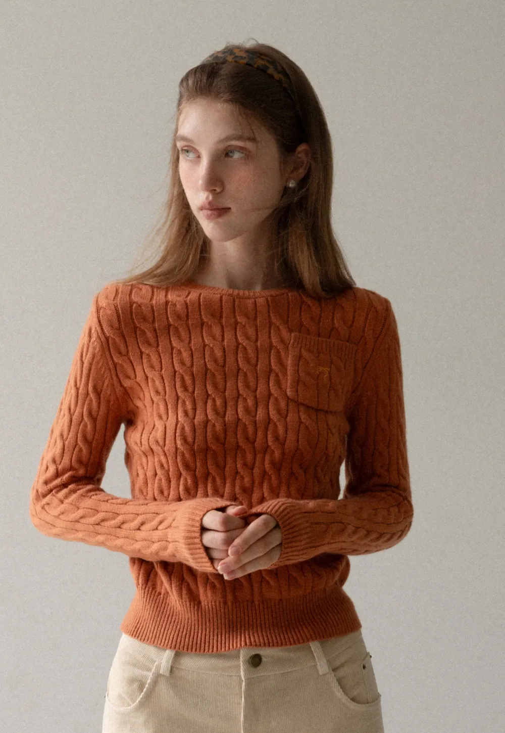 Women Cable Knit Sweater Long Sleeve Pullover Fall