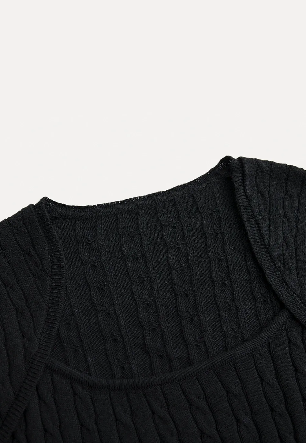 Square Neck Cable Knit Sweater