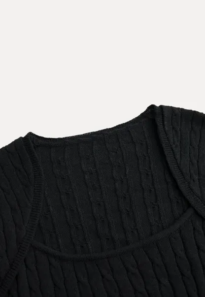 Square Neck Cable Knit Sweater