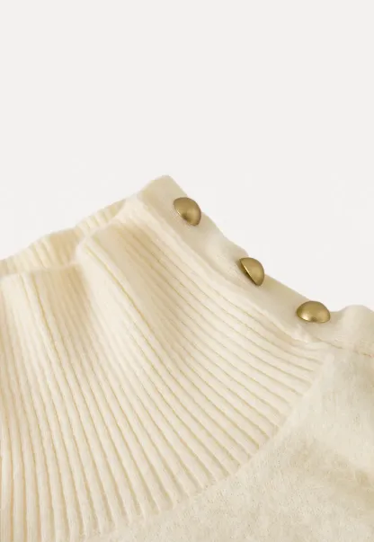 Button Shoulder Turtleneck Sweater