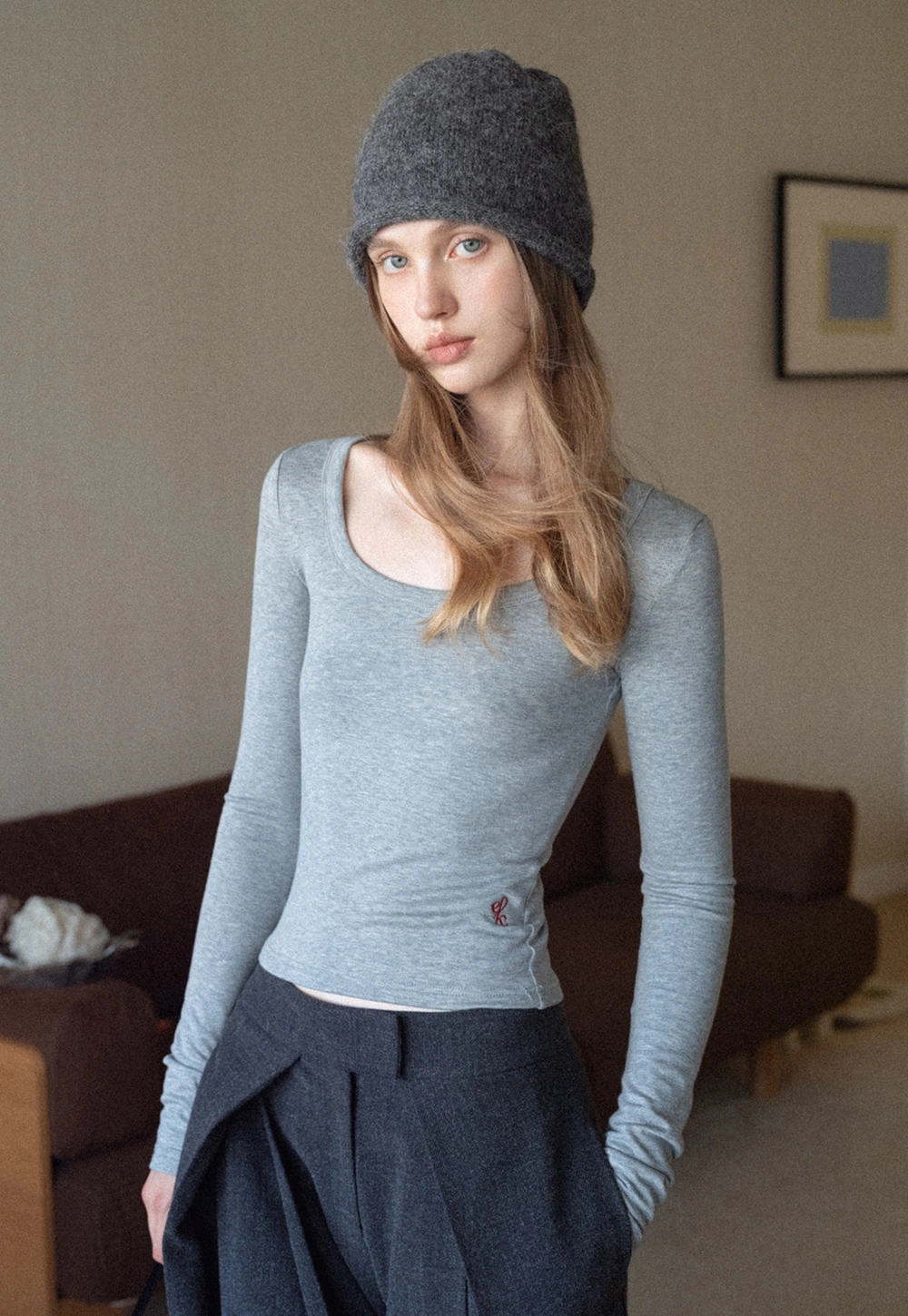 Basic Stretch Long Sleeve Tee for Women Casual