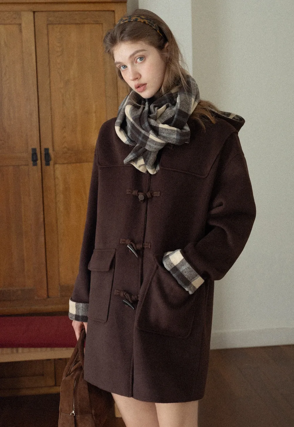 Women Winter Wool Coat Hooded Duffle Outerwear