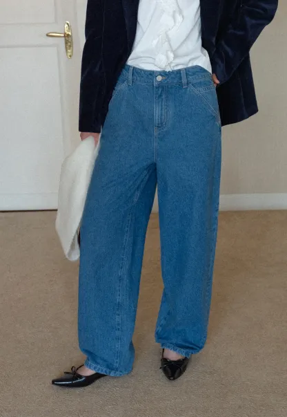 Vintage Blue Wide Leg Jeans Women Casual Style